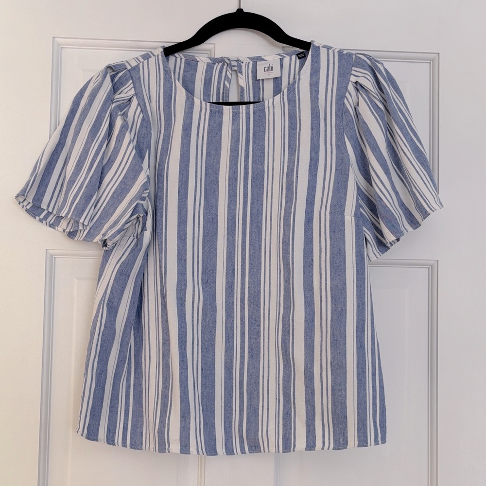 CAbi Striped Blue and White Blouse
